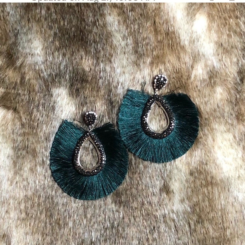 Blue fringe earrings